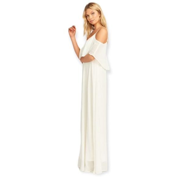 Show Me Your Mumu Caitlin Ruffle Maxi Dress Size Small White / Ivory - Picture 2 of 11